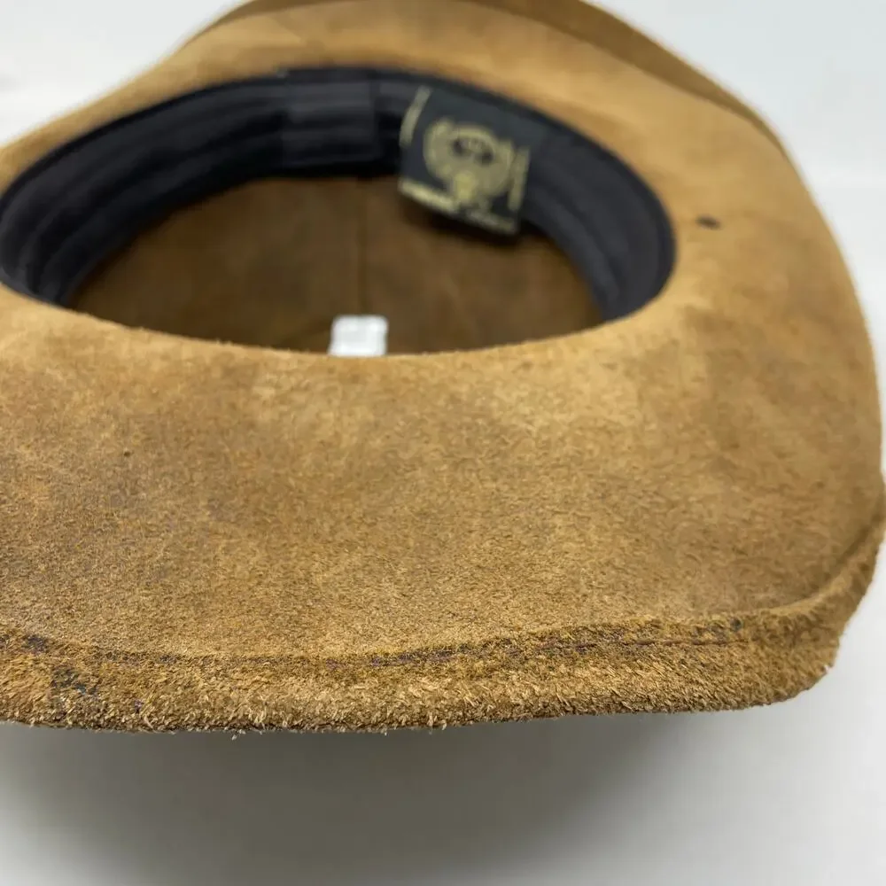 Henschel Hats Mountaineer Western Leather Aussie Hat Brown Distressed unisex L